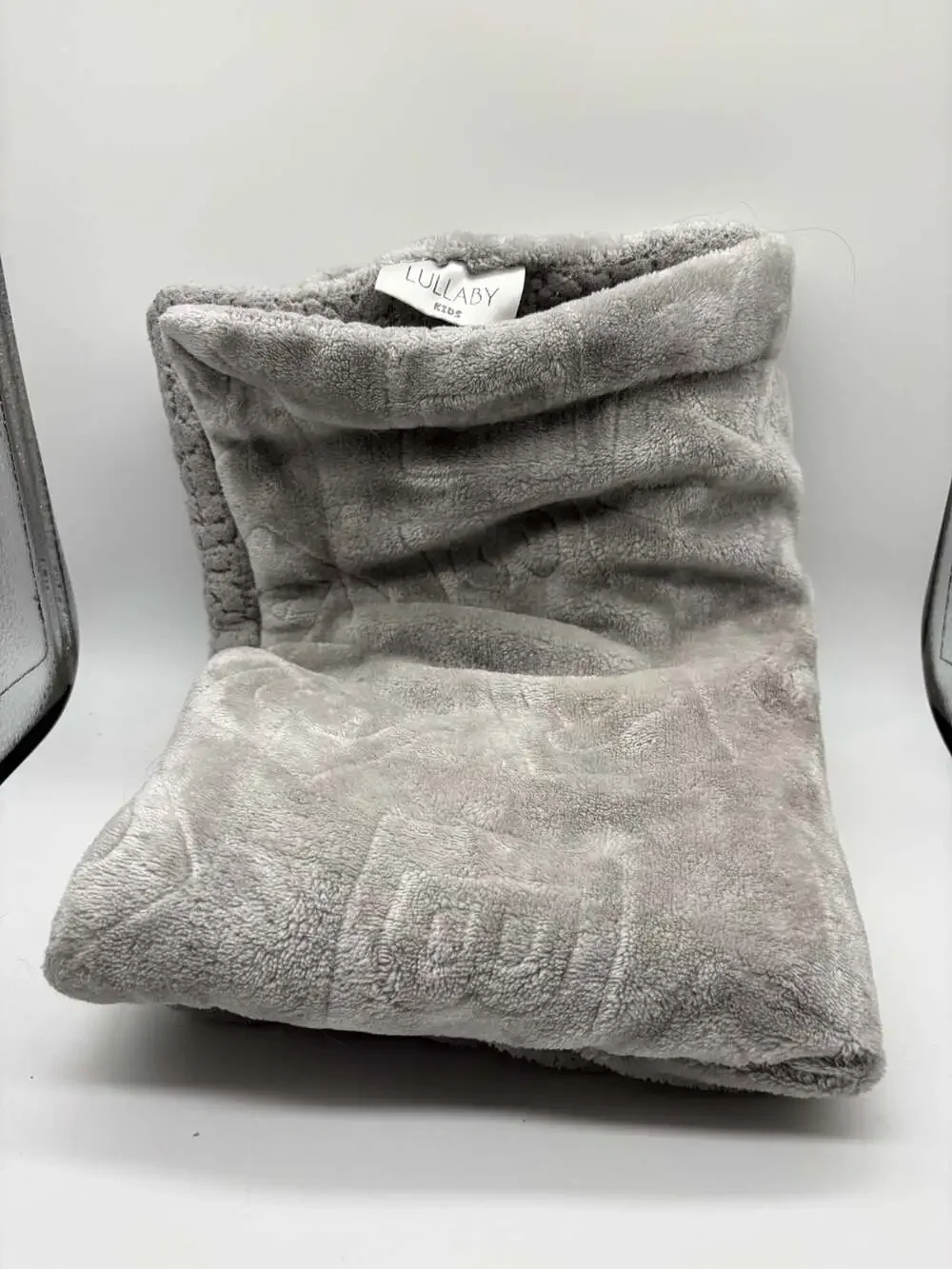 Lullaby Kids Gray Embossed Plush Baby Blanket